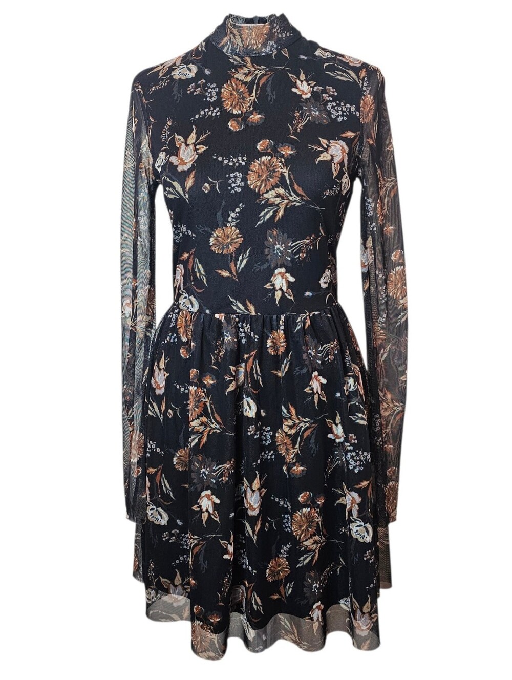 Altar'd State Diya Mesh Dress Size M Black Floral Whimsigoth Dark Romance Gothic